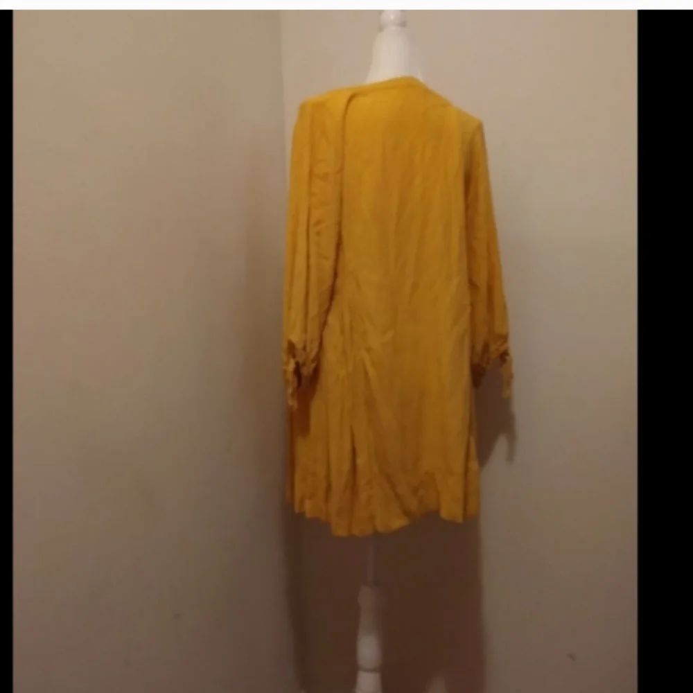 Free People Womens Mustard Yellow Front Tie Mini Dress Sz S
